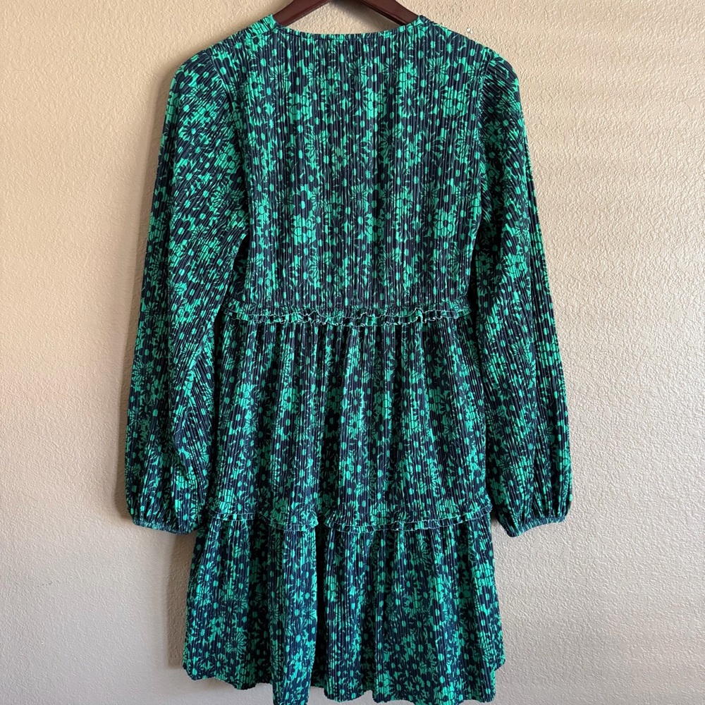 Zara Green and Dark Blue Long Sleeve Mini Dress Size Medium - Picture 7 of 10
